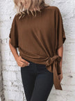 Knotted Round Neck Half Sleeve Blouse