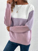 Color Block Boat Neck Sweater