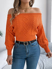 Cable Knit Off-Shoulder Long Sleeve Sweater