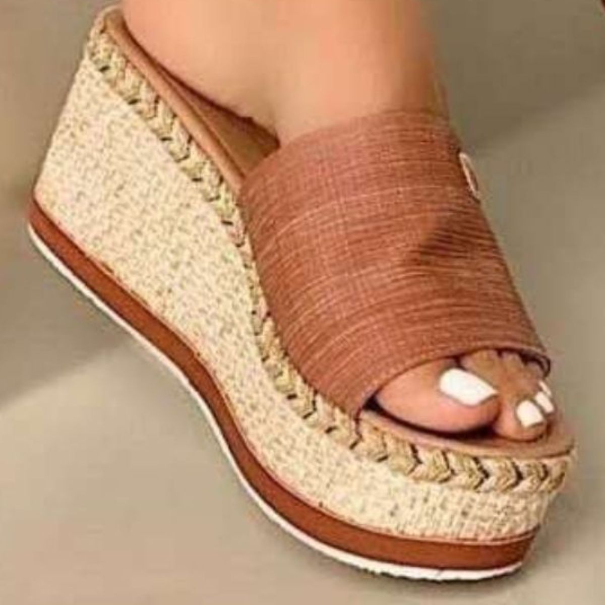 PU Leather Open Toe Wedge