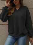 V-Neck Long Sleeve Dropped Shoulder Sweater