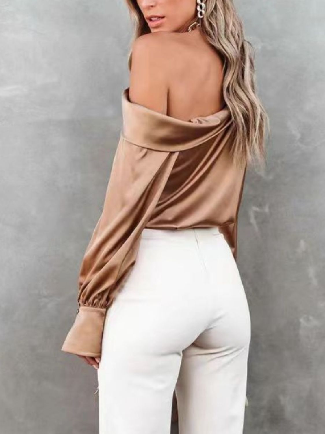 One Shoulder Long Sleeve Blouse