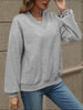 V-Neck Long Sleeve Dropped Shoulder Sweater