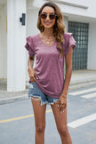 V-Neck Flutter Sleeve T-Shirt