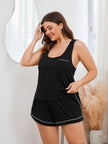 Plus Size Contrast Piping Racerback and Shorts Pajama Set