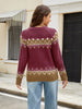 Contrast Round Neck Long Sleeve Sweater