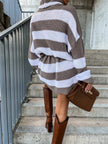 Striped Turtleneck Sweater Mini Dress