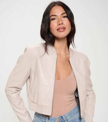 Coalition LA Zip Up Cropped Bomber Jacket