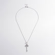 Sterling Silver Inlaid Zircon Key Shape Necklace