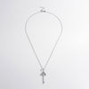 Sterling Silver Inlaid Zircon Key Shape Necklace