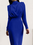 Ruched Turtleneck Long Sleeve Maxi Dress