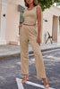 Drawstring  Long Sleeve Cover Up and Pants Set