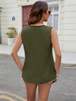 Ruched Contrast Notched Tank