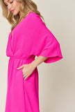 Double Take Full Size Surplice Wide Leg Jumpsuit with Pockets