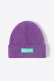 NEWYORK Patch Rib-Knit Cuffed Beanie