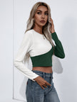 Ivy Lane Cropped Contrast Color Round Neck Short T-Shirt