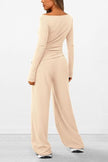 Round Neck Long Sleeve Top and Pants Set