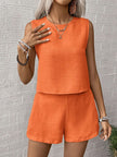 Round Neck Sleeveless Top and Shorts Set