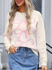 Angel Wings Bow Graphic Round Neck Long Sleeve Sweater