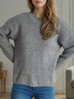 Solid Color Round Neck Long Sleeve Sweater