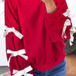 Contrast Bow Round Neck Long Sleeve Sweatshirt