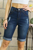 ADORA Distressed Denim Shorts with Pockets