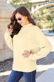 Basic Bae Full Size Ribbed Exposed Seam Mock Neck Knit Sweater