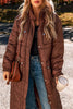 Pocketed Bubble Texture Long Sleeve Longline Winter Coat