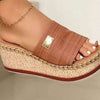 PU Leather Open Toe Wedge