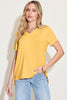 Bamboo Full Size V-Neck High-Low T-Shirt