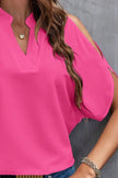 Notched Cold Shoulder Blouse