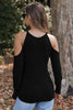 Round Neck Cold Shoulder Long Sleeve T-Shirt