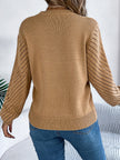 Openwork Round Neck Long Sleeve Knit Sweater