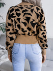 Leopard Round Neck Dropped Shoulder Sweater