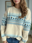 Contrast Round Neck Dropped Shoulder Sweater