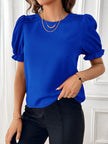 Round Neck Flounce Sleeve Blouse