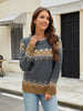 Contrast Round Neck Long Sleeve Sweater