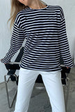 Round Neck Striped Dropped Shoulder T-Shirt