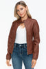 Snobbish PU Leather Biker Jacket with Side Zip Pockets