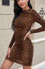 Leopard Print High Neck Mini Dress