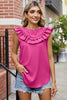 Ruffled Round Neck Sleeveless Blouse