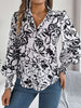 Printed Collared Neck Lantern Sleeve Shirt