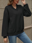 V-Neck Long Sleeve Dropped Shoulder Sweater