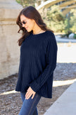 Basic Bae Full Size Ribbed Round Neck Long Sleeve Knit Sweater