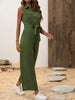 Tie Waist Sleeveless Wide Leg Jumpsuit