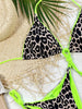 Leopard Print Halter Neck Tie Side Bikini Set