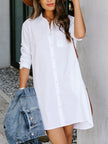 Lovelet Button Up Collared Neck Long Sleeve Shirt Mini Dress