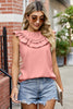 Ruffled Round Neck Sleeveless Blouse