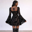 Lace Flare Sleeve Mini Dress