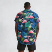 Men's Plus Size Printed Button Up Short Sleeve Shirt